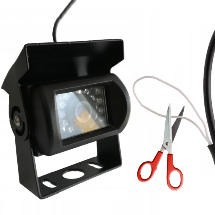 Camera marsarier profesionala pentru camion, TIR, autobuz, utilaje agricole, rulota, 12/24V, cu viziune nocturna 18 LED IR, unghi larg 140°, carcasa metalica IP68, obiectiv reglabil, linii ghidaj