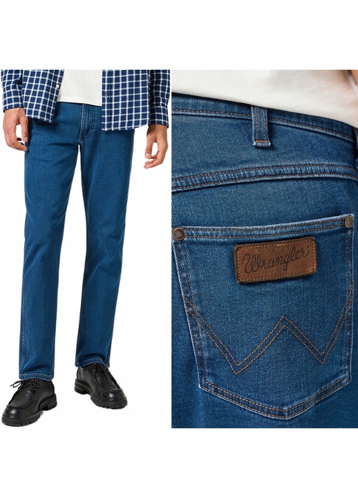 Blugi barbati Wrangler Greensboro albastru gri, L34, Albastru, W38-L34