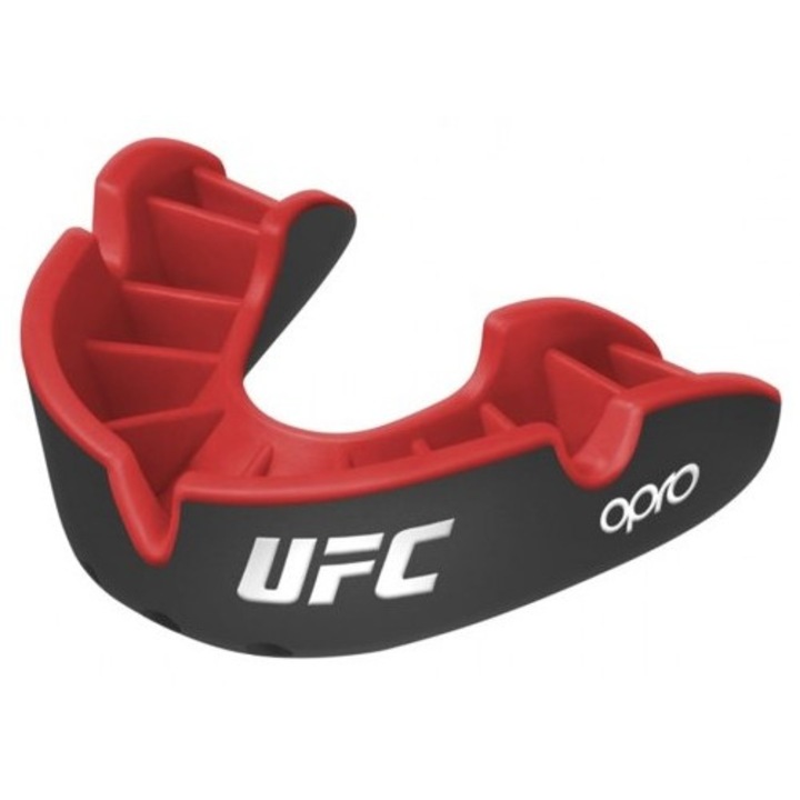 Протектор за уста Opro UFC Silver, черно-червен, комплект с калъф, за напреднали тренировки