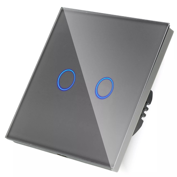 Kettős kapcsoló, 60 mm, szürke