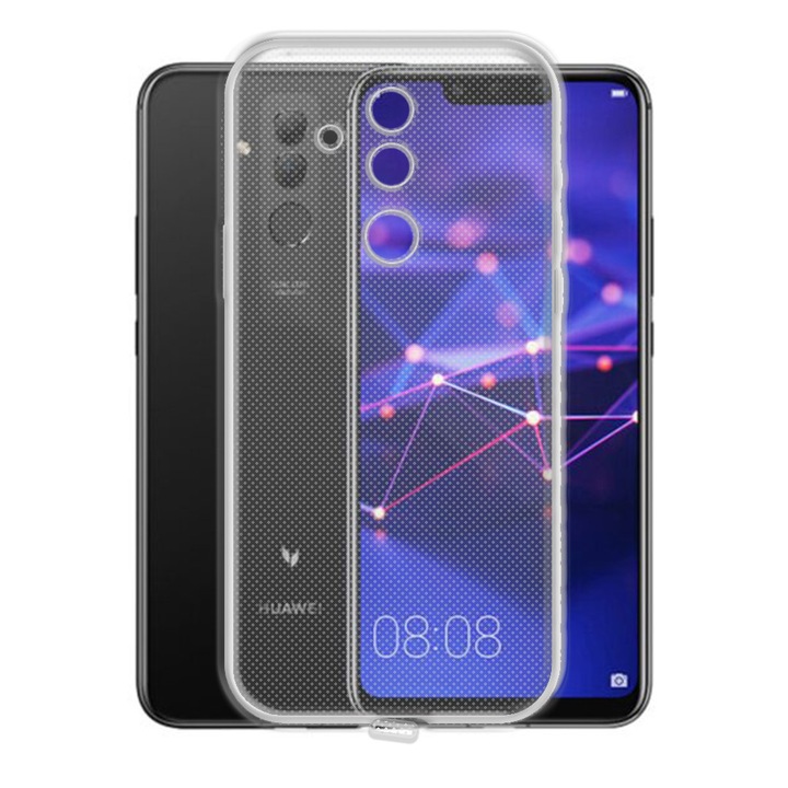 Удароустойчив калъф с DOP Anti-Dust за Huawei Mate 20 Lite, Защита от прах, Подсилени ъгли, Силикон, Ефективна защита, Защита на порта за зареждане, Тънък дизайн, Лесен за употреба, Прецизни изрези, Прозрачен