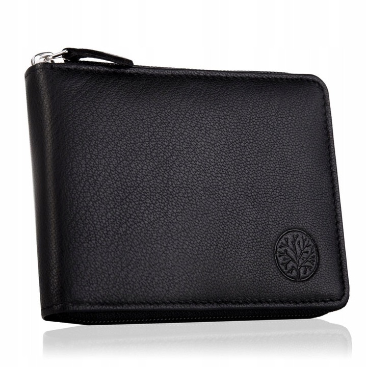 Portofel barbati, Betlewski, din piele naturala, cu protectie RFID, negru, 12,5x10x2,5cm