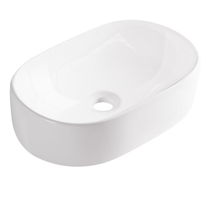 Umywalka ovala ceramica, AquaUno, RITA, alba, 56x35,5cm