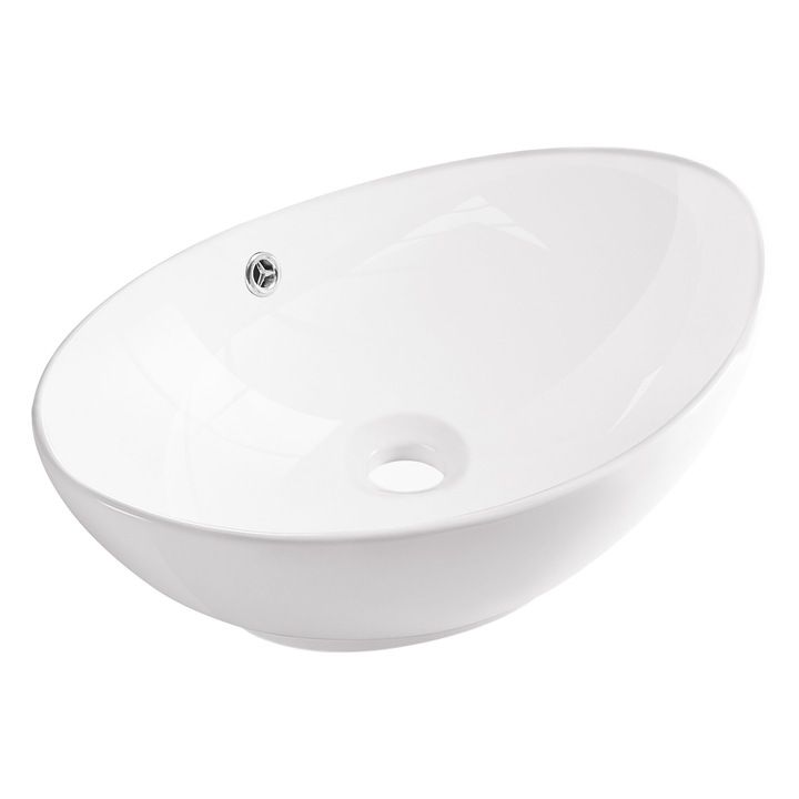 Lavoar oval, ceramica sanitara, alb lucios, 59x39cm