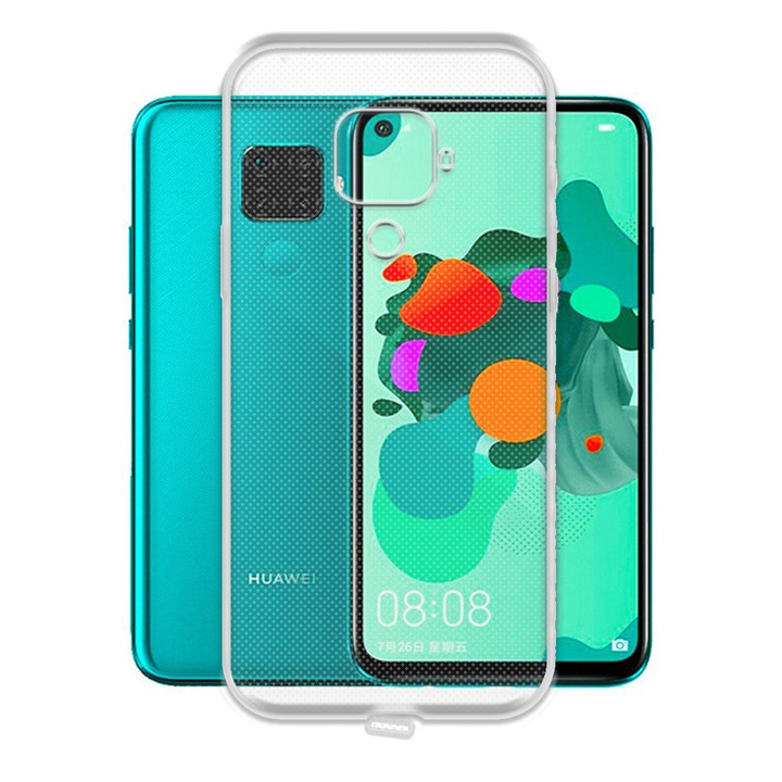 Удароустойчив калъф с DOP Anti-Dust за Huawei Mate 30 Lite, Защита от прах, Подсилени ъгли, Силикон, Ефективна защита, Защита на порта за зареждане, Тънък дизайн, Лесен за употреба, Прецизни изрези, Прозрачен