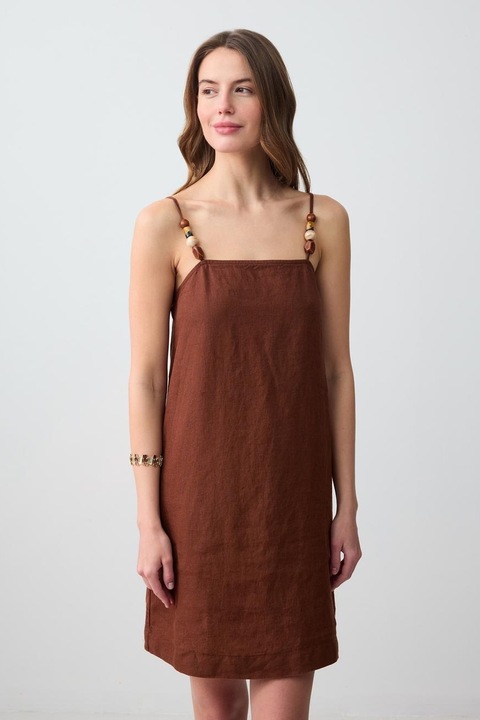 JIMMY KEY, Rochie mini dreapta de in, Maro