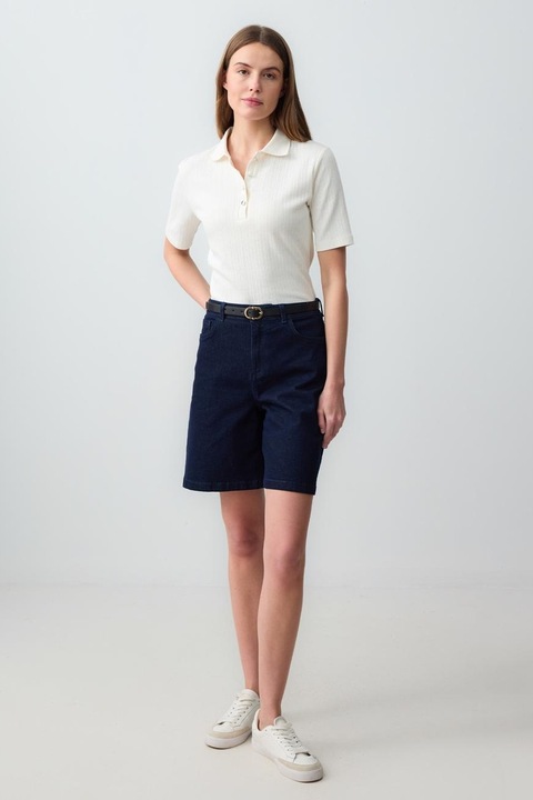 JIMMY KEY, Bermude din denim si amestec de bumbac, Bleumarin