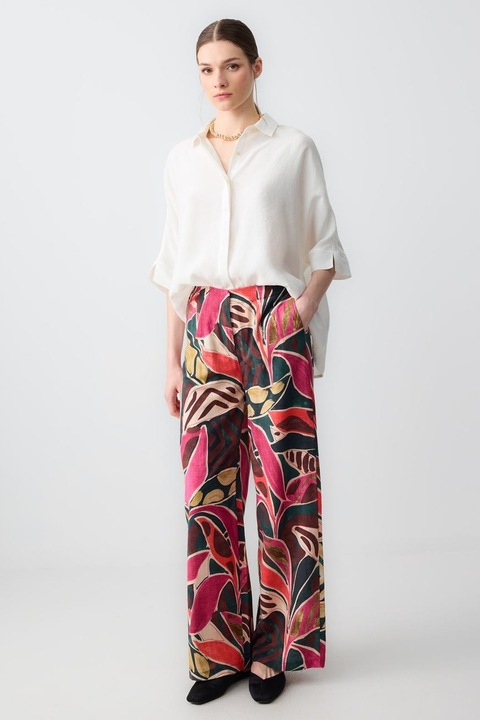 JIMMY KEY, Pantaloni din amestec de in cu imprimeu grafic, Multicolor, S