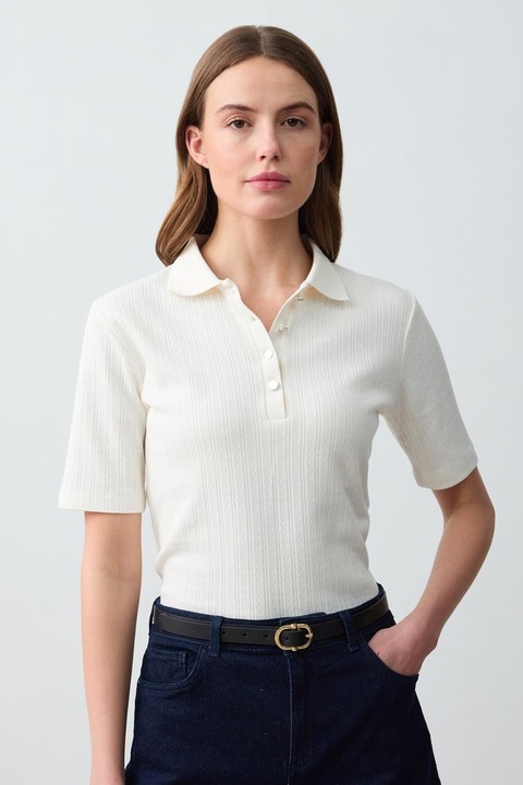 JIMMY KEY, Bluza cu aspect texturat, Alb fildes