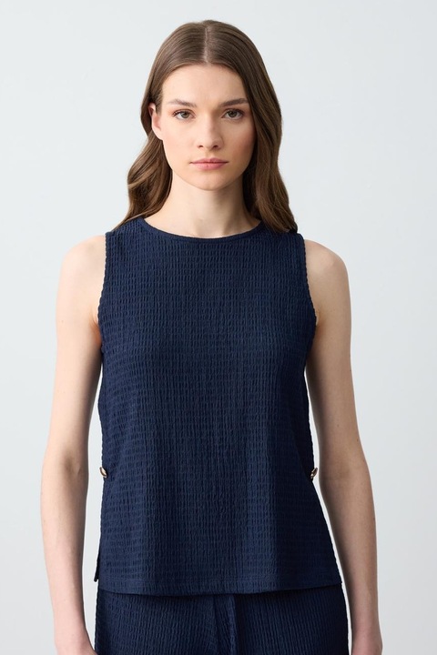 JIMMY KEY, Bluza texturata fara maneci, Bleumarin