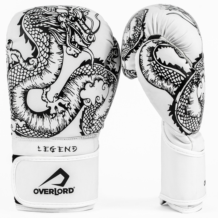 Manusi box Overlord Legend, 12OZ, piele sintetica, alb/negru