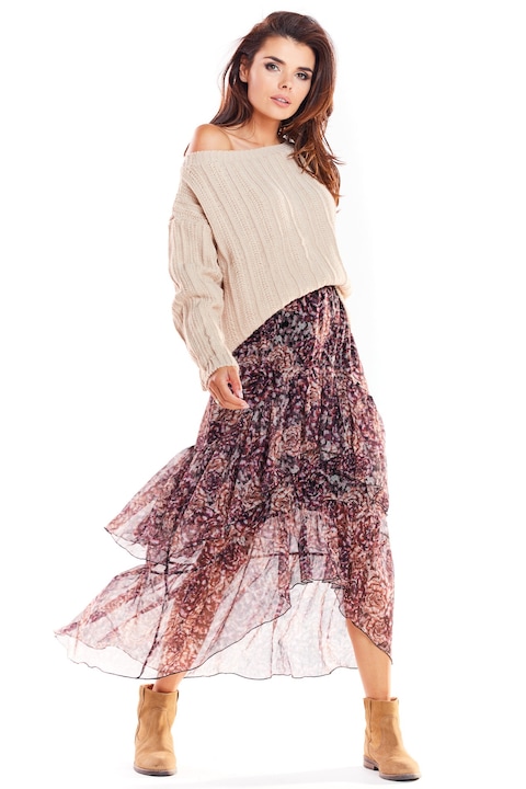 Fusta Midi Floral Casual A331, Multicolor