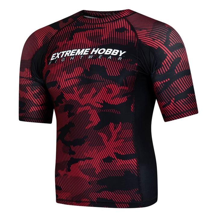 Férfi sportpóló, Havoc Red, rövid ujjú, kompressziós, textil anyagból, M INTL