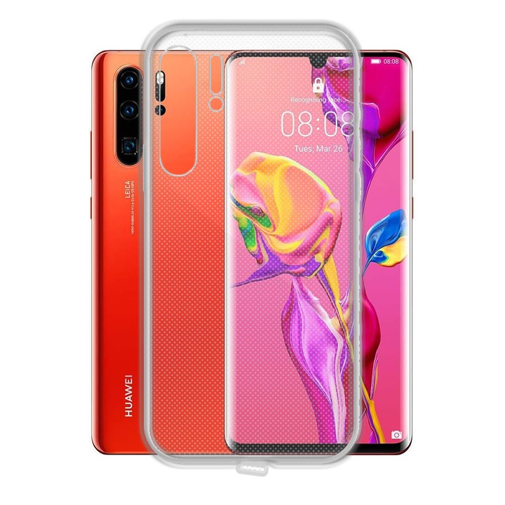 Husa Antisoc cu DOP Anti-Praf pentru Huawei P30 Lite, Anti-Dust, Colturi intarite, Silicon, Protectie Eficienta, Protectie pentru Portul de Incarcare, Design Slim, Usor de Folosit, Decupaje Precise, Transparenta