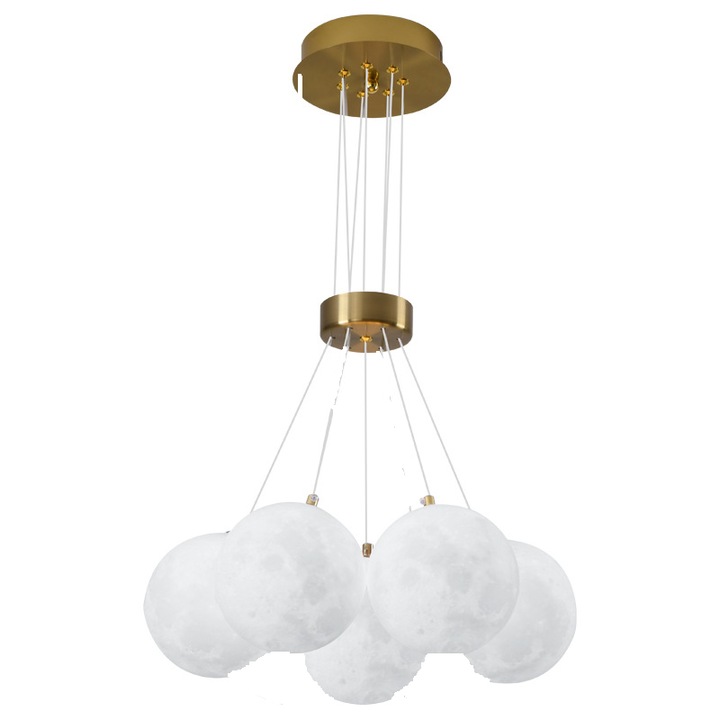 Lustra Moderna cu Design Nor, Reglabila Ideala pentru Living, Dining sau Camera Copil CU 5 Becuri E27 Lumina rece naturala cald