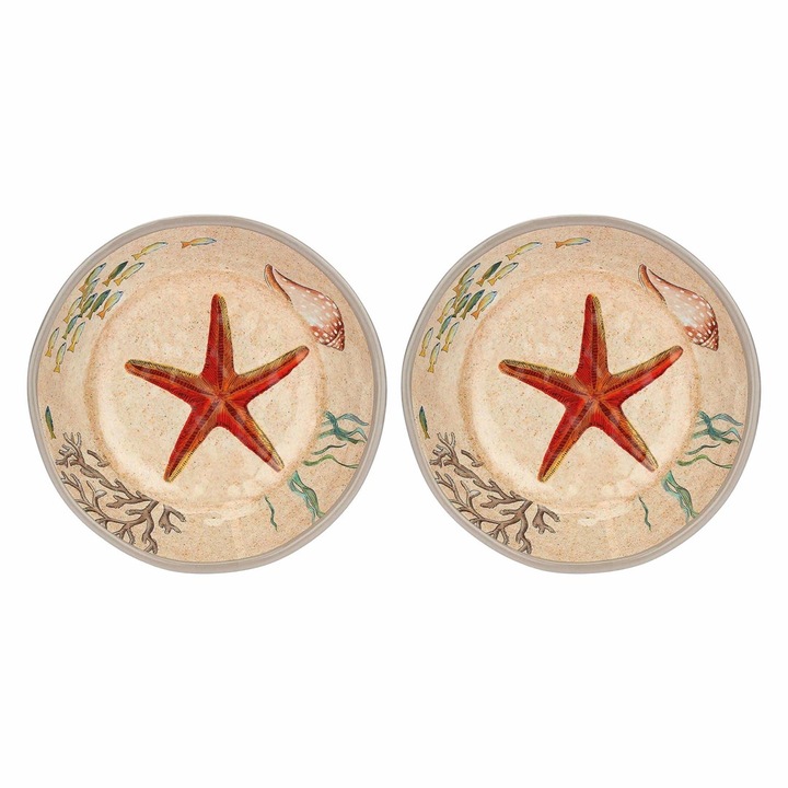 Set 2 farfurii pentru supa melamina 19.5 cm Rose&Tulipani, multicolor