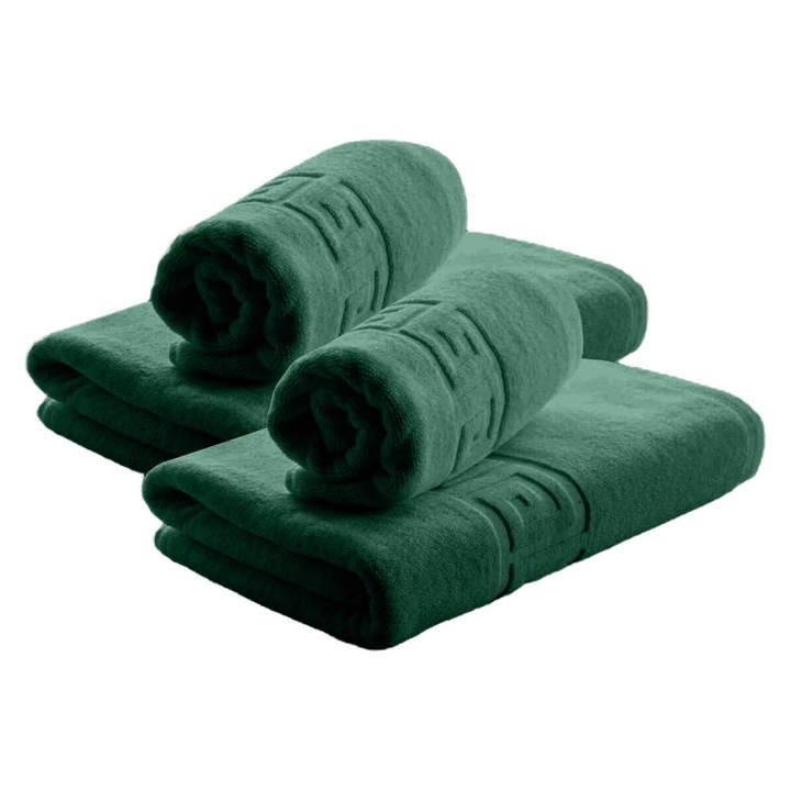 4 db-os 100% pamut törölközőkészlet, 500 g/m², NufJoy®, nagyon puha, OEKO TEX tanúsítvánnyal, 2 db fürdőlepedő 70x140 cm és 2 db kéztörlő 50x90 cm, szuper nedvszívó, többszöri mosást kibír, zöld