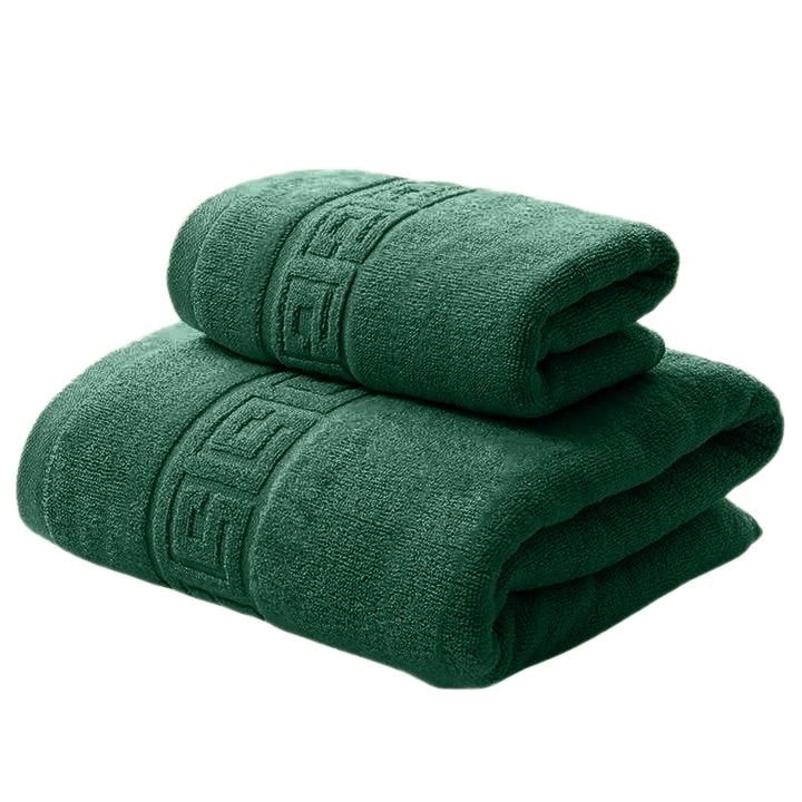 2 db-os 100% pamut törölköző szett, 500 g/m², NufJoy®, nagyon puha, OEKO TEX tanúsítvánnyal, 1 db fürdőlepedő 70x140 cm és 1 db kéztörlő 50x90 cm, szuper nedvszívó, többszöri mosást kibír, zöld