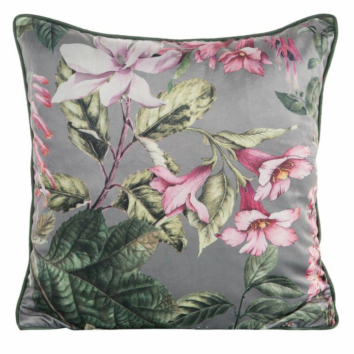 Fete de perna, Eurofirany, 45x45cm, catifea, roz, cu model floral