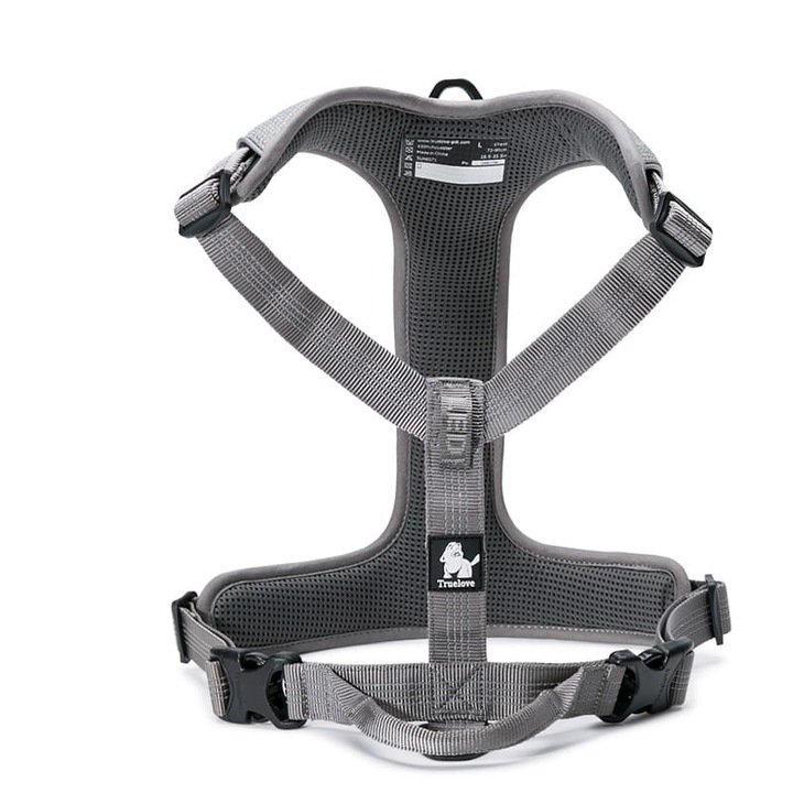 Truelove Lumen kutyahám, szürke, XS méret, fényvisszaverő elemekkel és LED-es lámpatartóval