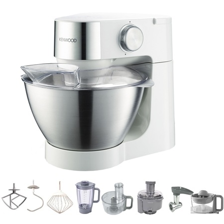 Robot de bucatarie Kenwood Prospero KM245, 900 W, bol 4.3 l, blender 1.8 l, viteza variabila + Pulse, Alb/Inox