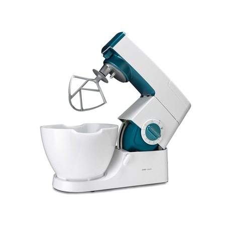 Robot de bucatarie Kenwood Classic Chef KM353, 800 W, bol 4.6 l, viteza variabila + Pulse, Alb/Albastru