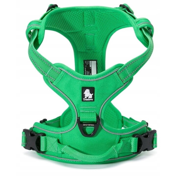 Ham pentru caini Truelove Front Line, verde, marimea M, pentru caini de pana la 16 kg, cu doua puncte de prindere si ajustare in patru puncte