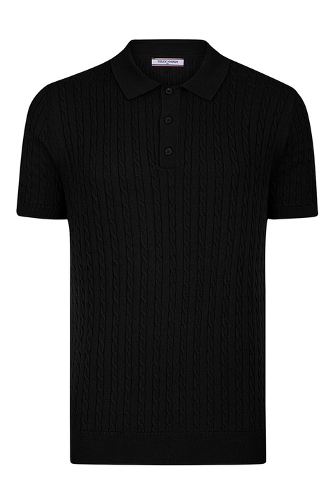 FELIX HARDY, Tricou striat cu guler polo, Negru