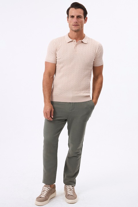 FELIX HARDY, Tricou striat cu guler polo, Bej