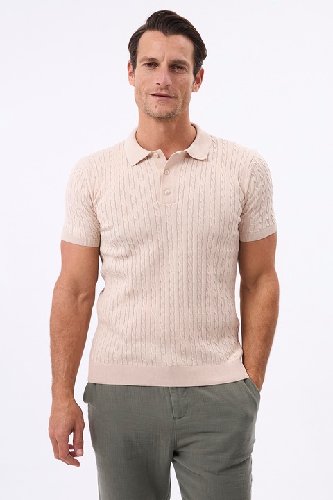 FELIX HARDY, Tricou striat cu guler polo, Bej