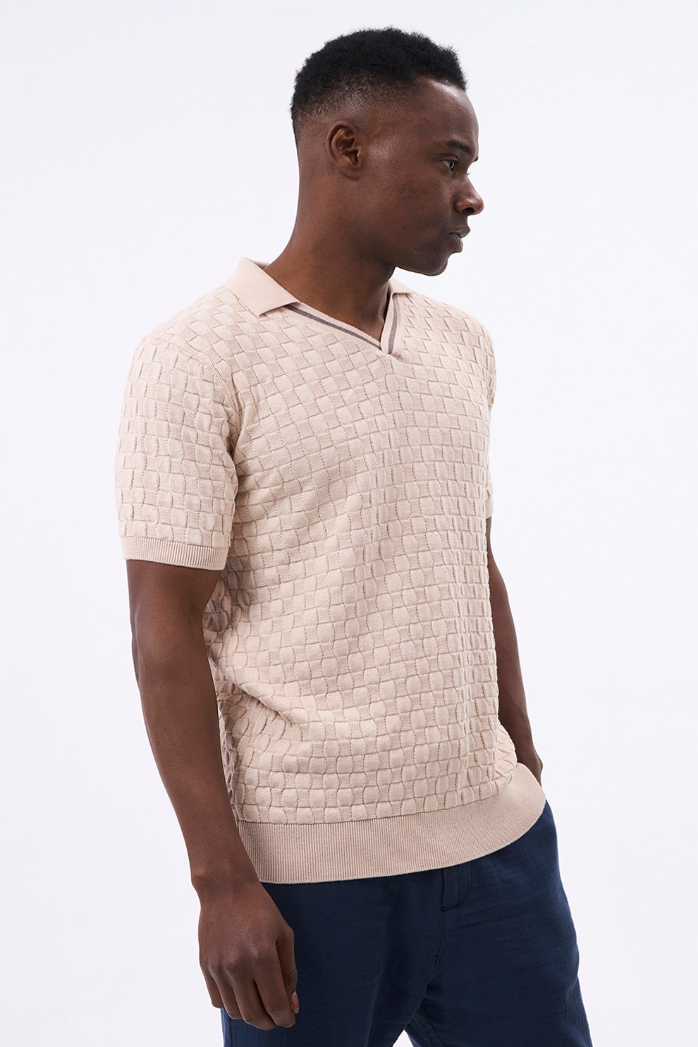 JImmy Sanders, Tricou polo din amestec de bumbac, Bej deschis, M