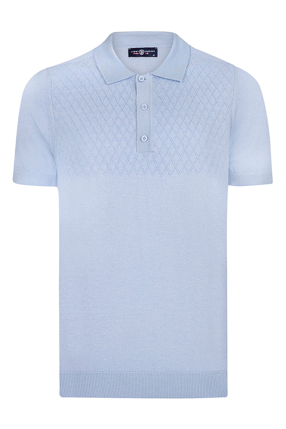 JImmy Sanders, Tricou polo cu terminatii striate, Albastru pastel, M