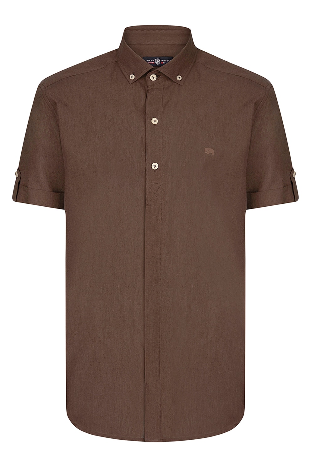 JImmy Sanders, Camasa din amestec de in cu maneci scurte, Maro fango, L