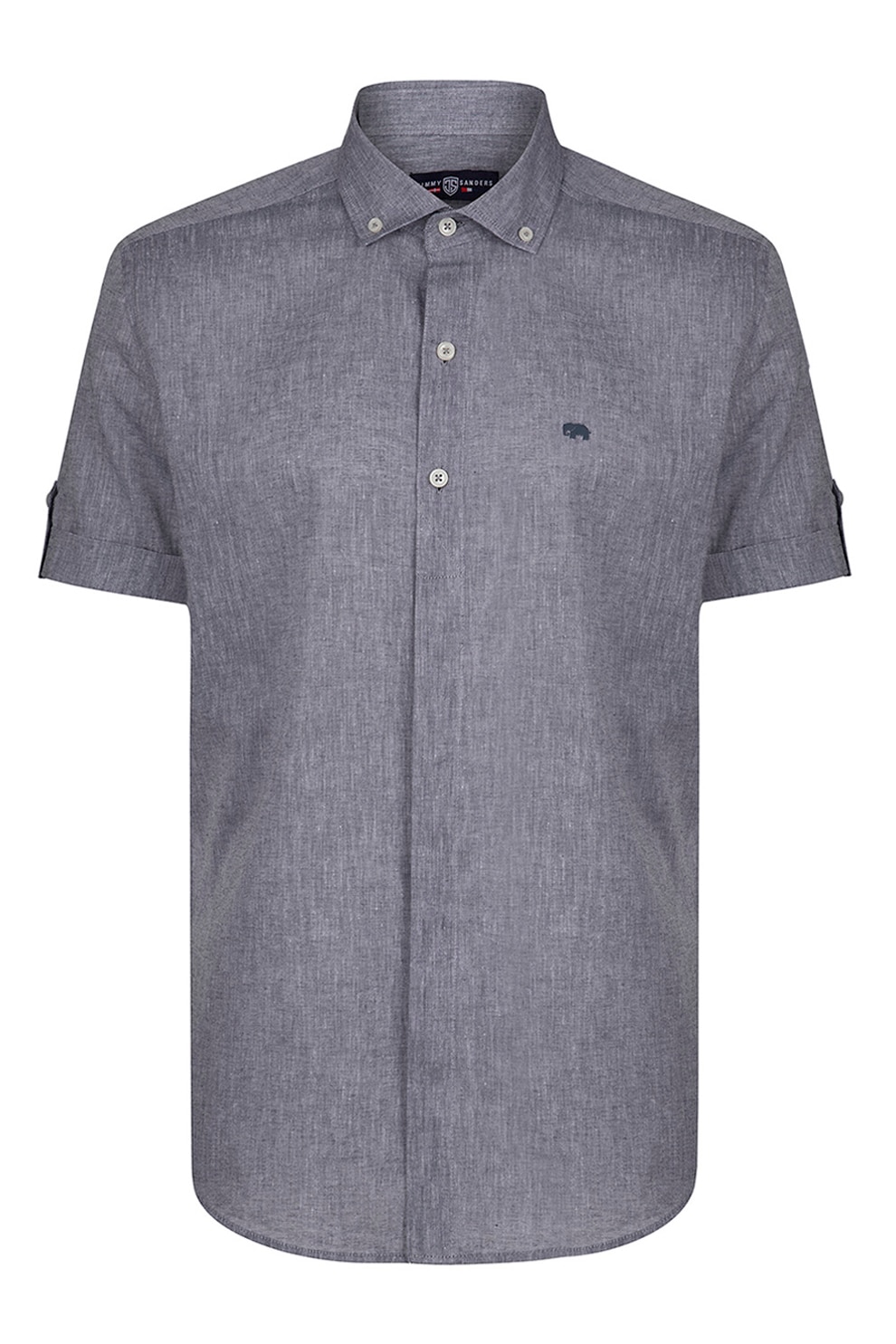 JImmy Sanders, Camasa din amestec de in cu maneci scurte, Gri inchis melange, M