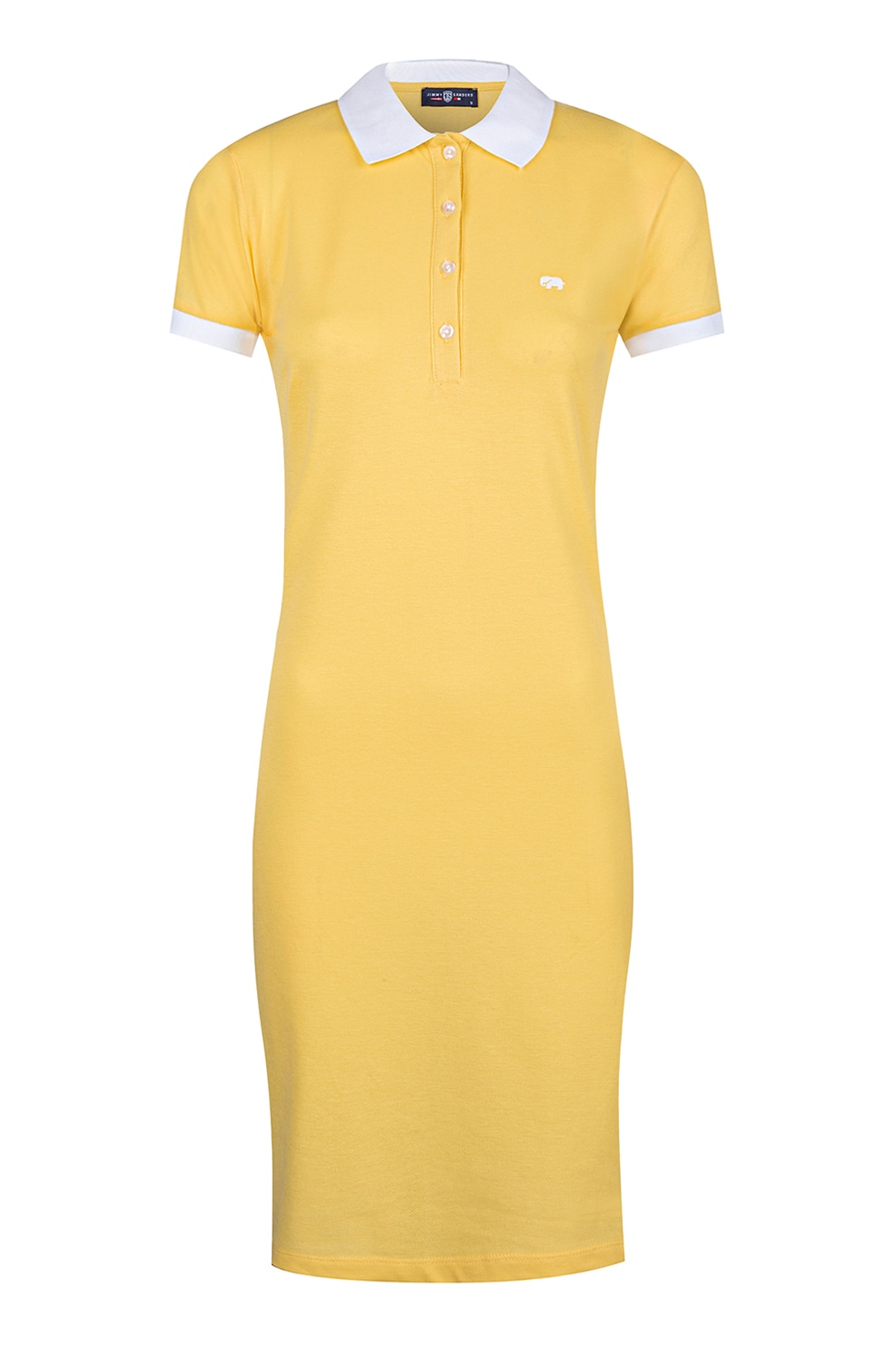 Jimmy Sanders, Rochie polo din amestec de bumbac, Galben sofran, Alb optic, S