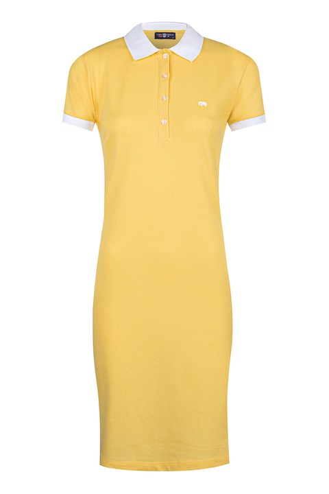 Jimmy Sanders, Rochie polo din amestec de bumbac, Galben sofran/Alb optic