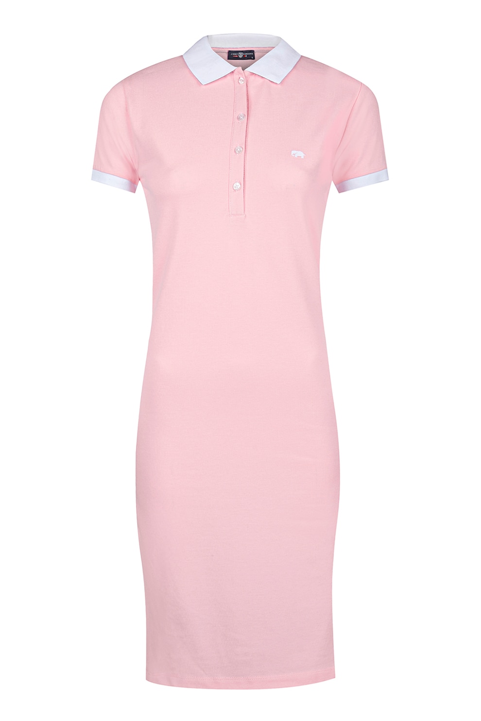 Jimmy Sanders, Rochie polo din amestec de bumbac, Roz pastel, Alb optic, S