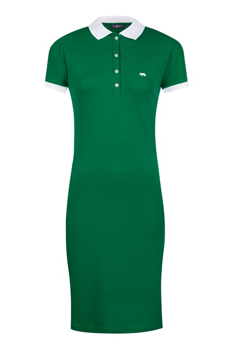 Jimmy Sanders, Rochie polo din amestec de bumbac, Verde/Alb optic