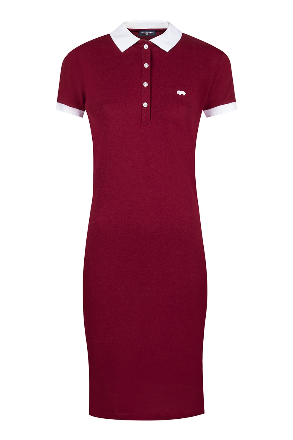 Jimmy Sanders, Rochie polo din amestec de bumbac, Visiniu, Alb optic, M
