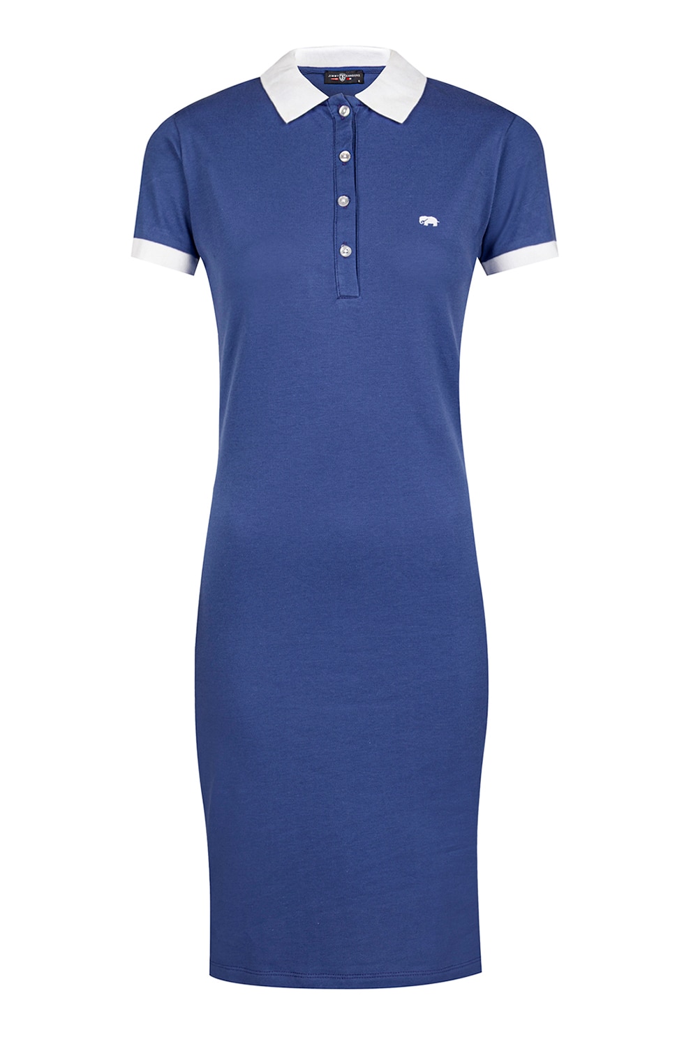 Jimmy Sanders, Rochie polo din amestec de bumbac, Albastru inchis, Alb optic, S