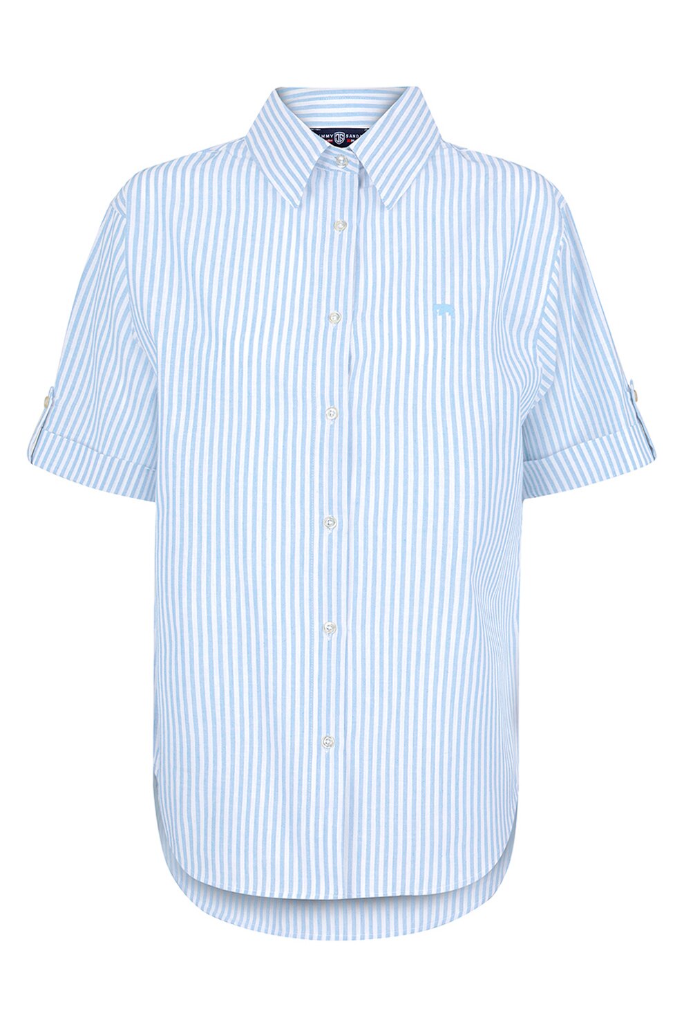 Jimmy Sanders, Camasa din bumbac si in cu maneci scurte, Alb, Albastru pastel, S