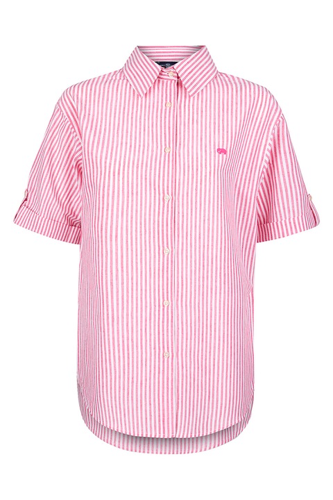 Jimmy Sanders, Camasa din bumbac si in cu maneci scurte, Alb/Roz pastel