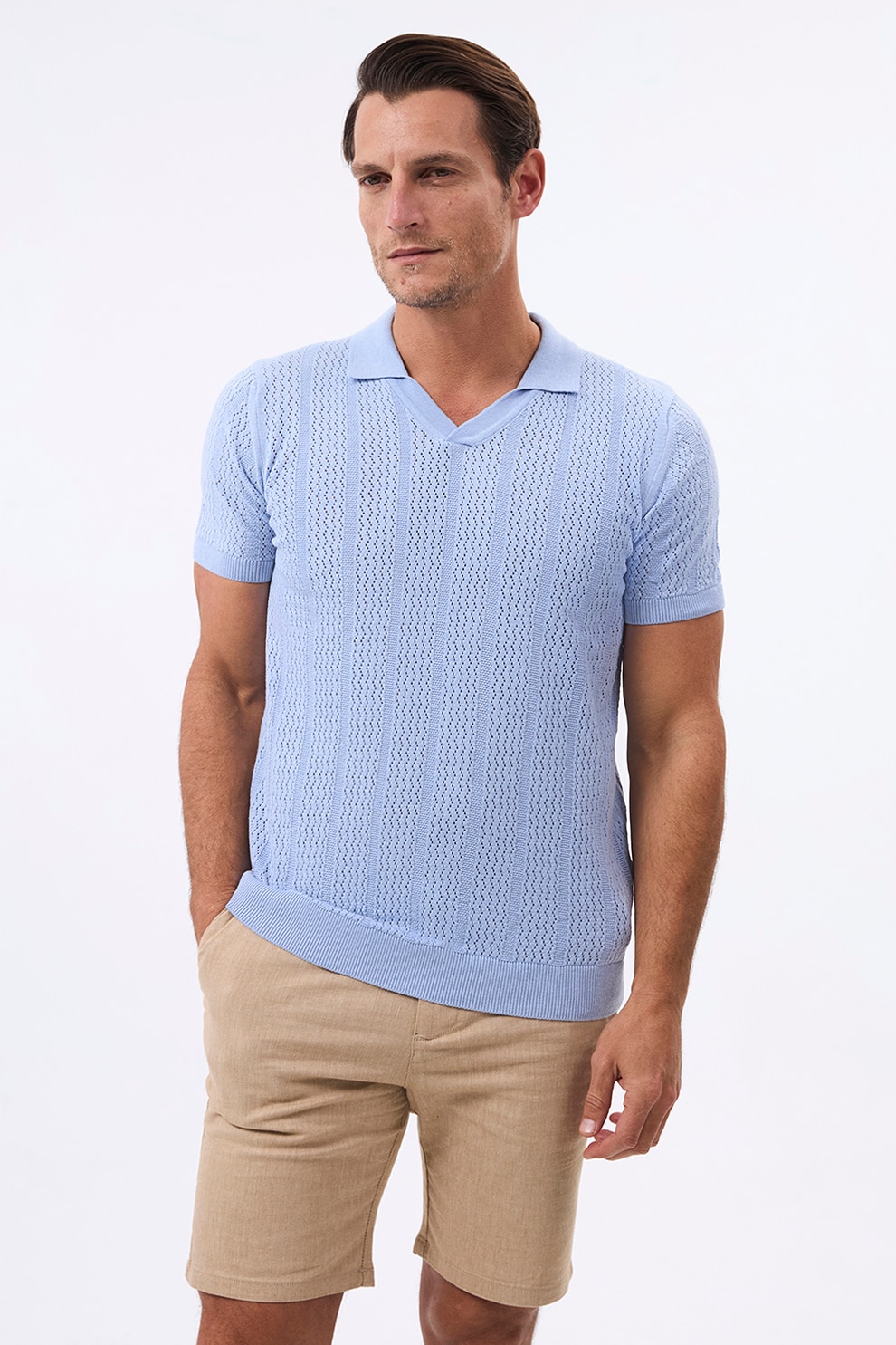 Felix Hardy, Tricou polo din amestec de bumbac, Albastru lavanda, M