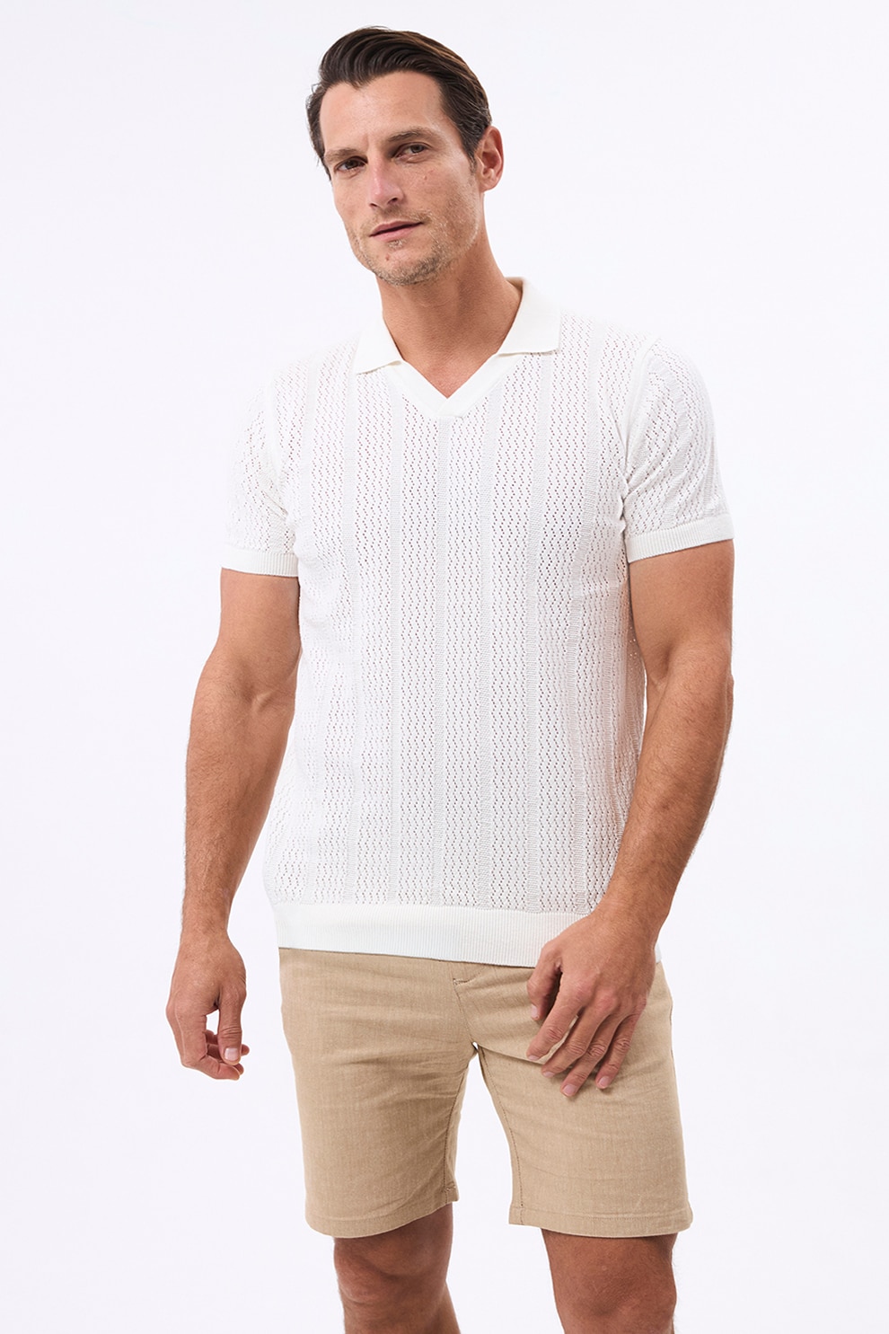 Felix Hardy, Tricou polo din amestec de bumbac, Alb murdar, L