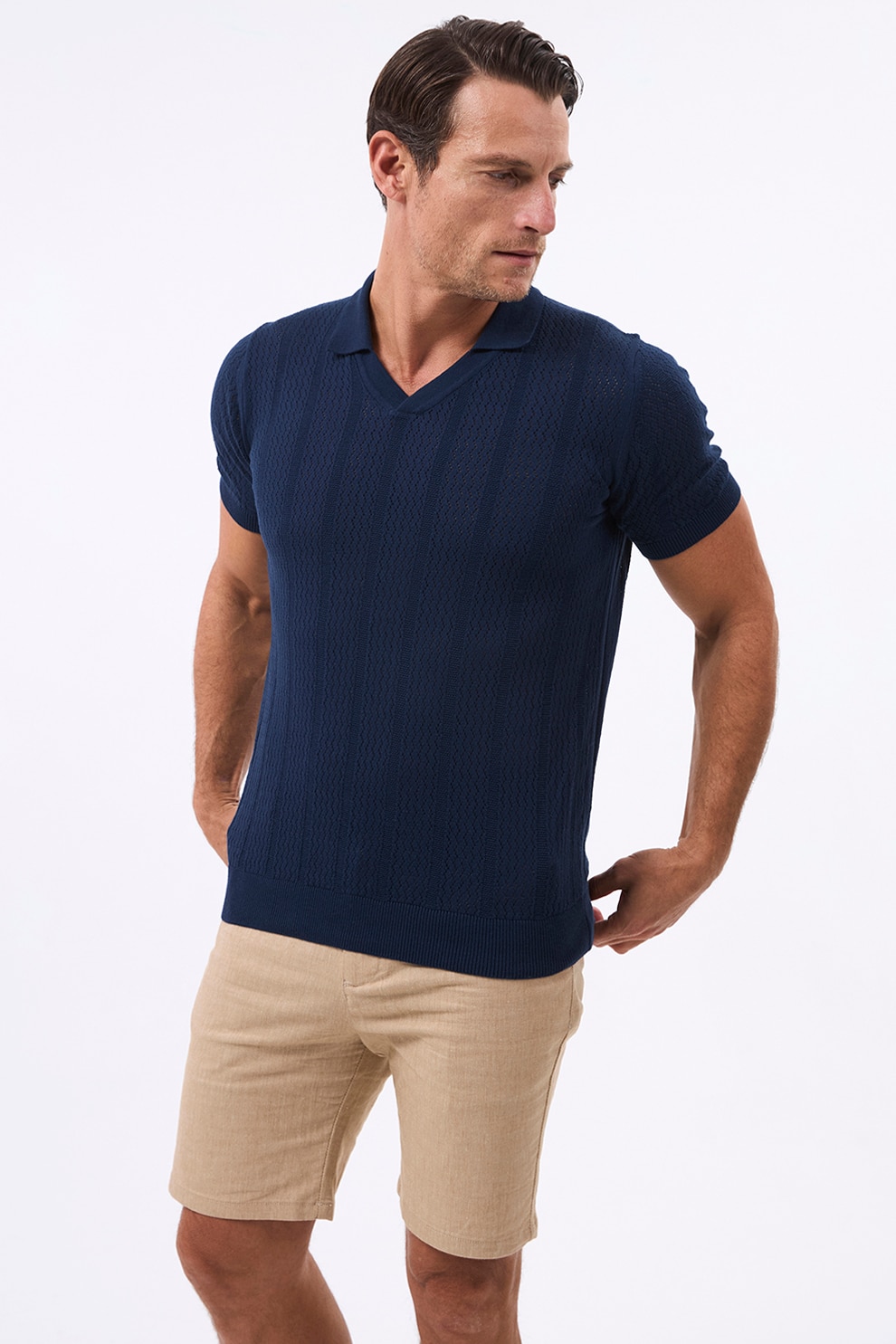 Felix Hardy, Tricou polo din amestec de bumbac, Bleumarin, L