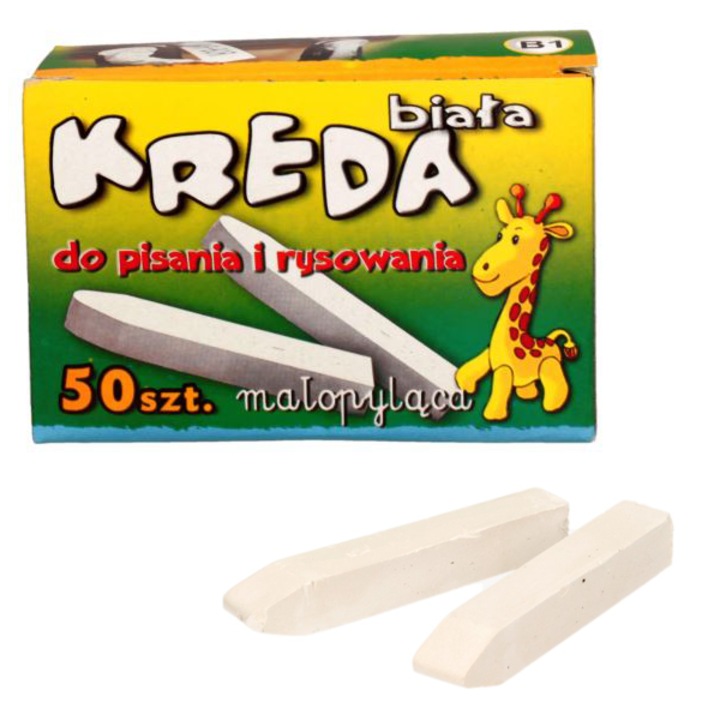 Set 50 bucati creta alba patrata Mar-Bor