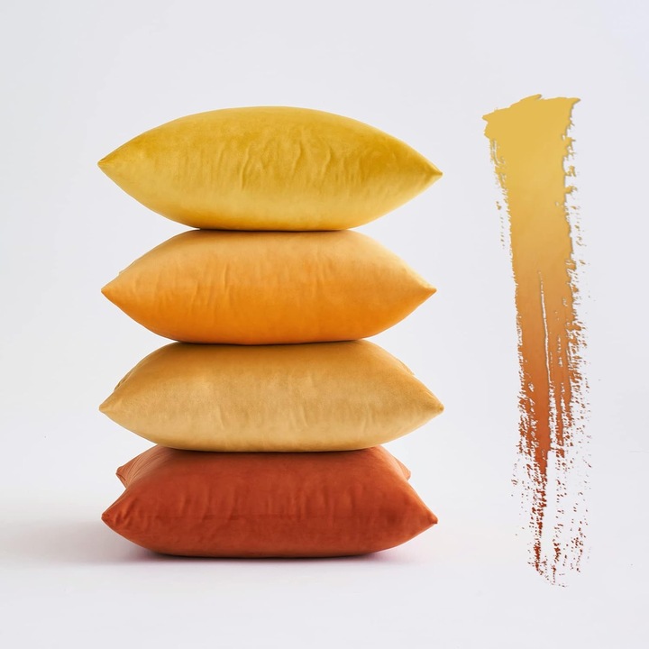 Set 4 fete de perna MIULEE, 40 x 40 cm, catifea, multicolor