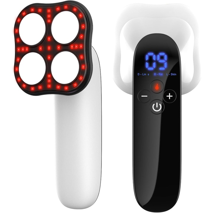Masaj Anticelulitic 4 In 1 – Dispozitiv Profesional Pentru Modelare Corporala Cu EMS, Radiofrecventa, Termoterapie Si Lumina Rosie, 10 Setari De Intensitate, Alb
