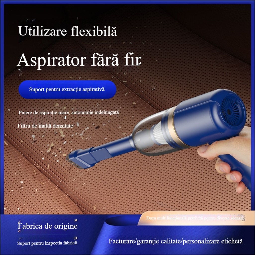 Aspirator Auto si Casnic 2 in 1 – Putere Mare de Aspiratie, Ultra-Silentios, Mini Aspirator Portabil pentru Masina si Acasa