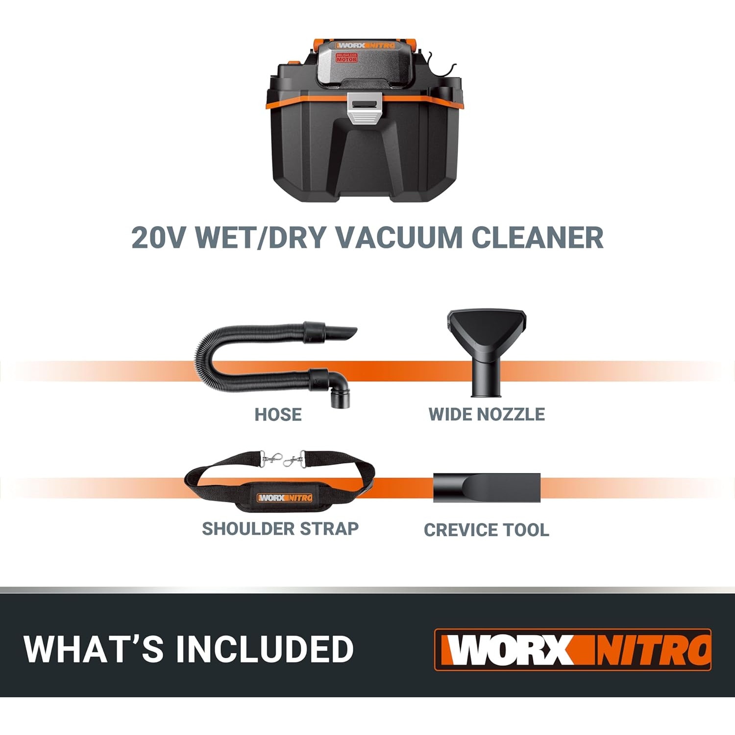 Aspirator portabil umed/uscat WORX WX031.9 Negru/Portocaliu